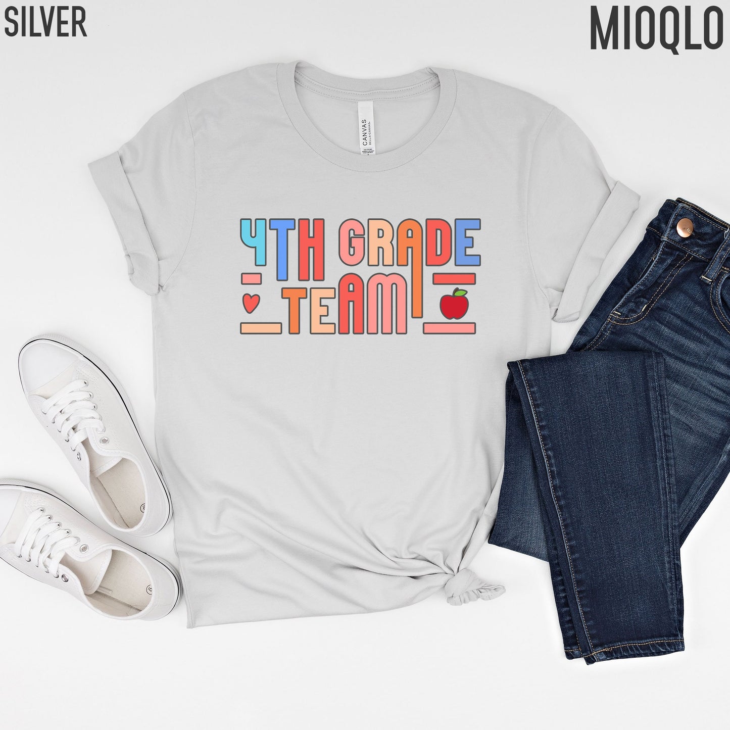 Fourth Grade Teacher Shirt, 4th Grade Teacher TShirt, 4th Grade Level Team Gift Rainbow Color Tee, Elementary Teach School Team Crew Squad