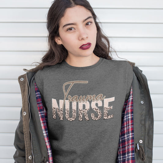Trauma Nurse Shirt, Leopard Cheetah Boho Trauma Team Squad Crew Sweater, Future Medical Student Sweatshirt, RN Thank You Nurse Graduation