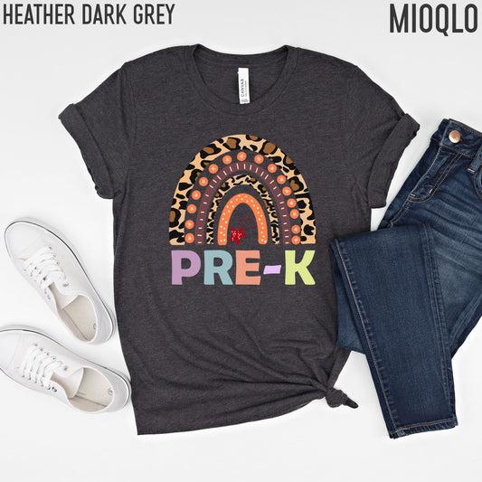 Pre-K Teacher Shirt, Preschool Teacher, Rainbow Leopard Elementary Kinder Children, Teacher Appreciation, Teacher Gift Little Grader Squad