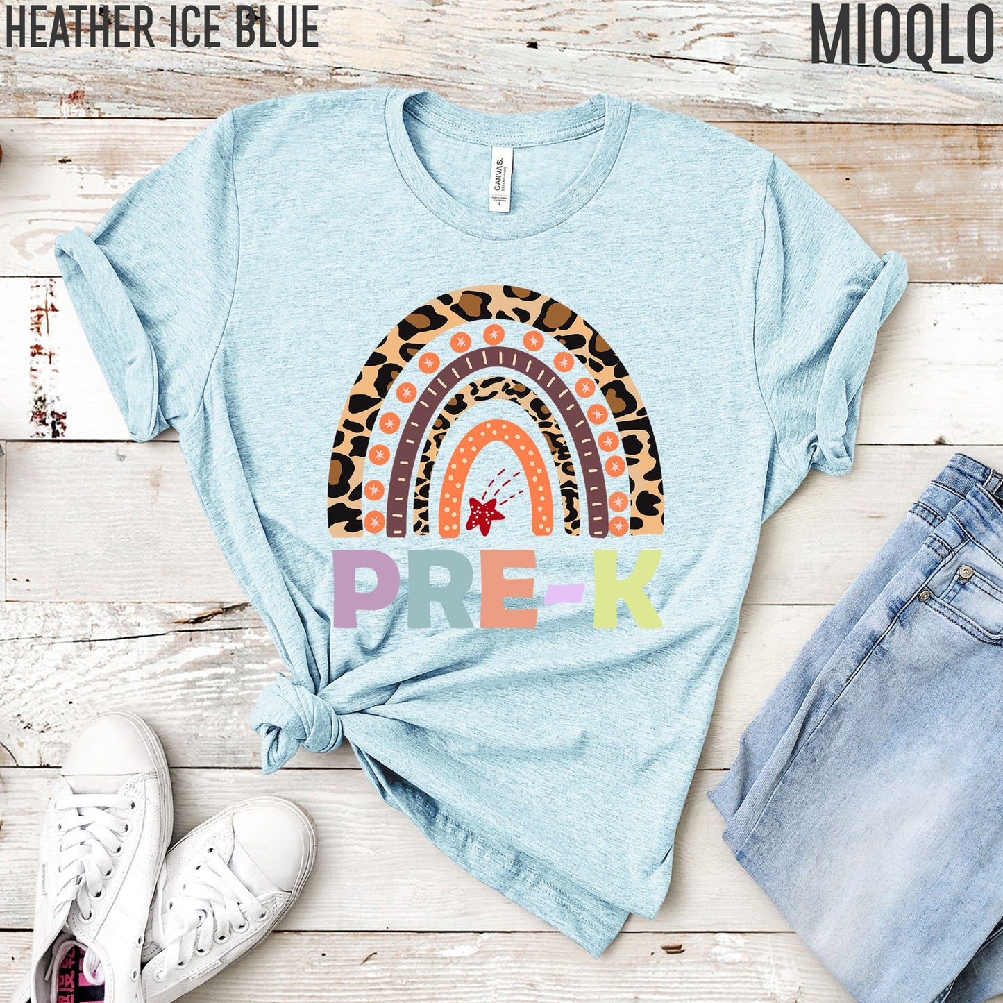 Pre-K Teacher Shirt, Preschool Teacher, Rainbow Leopard Elementary Kinder Children, Teacher Appreciation, Teacher Gift Little Grader Squad
