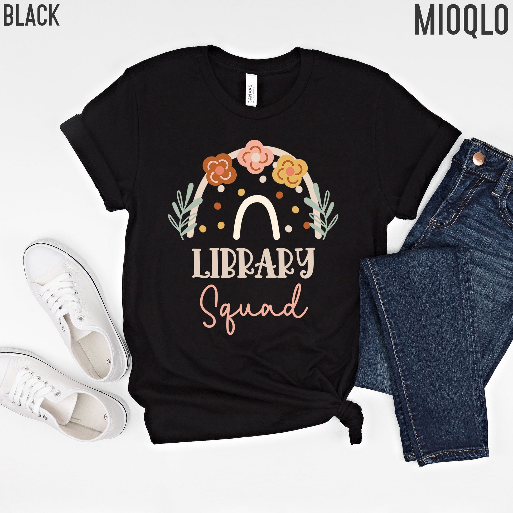 Librarian Shirt, School Library Squad, Library Shirt, Librarian Shirts for Women, Reading Teacher Shirt Rainbow Reading Coach Specialist Tee