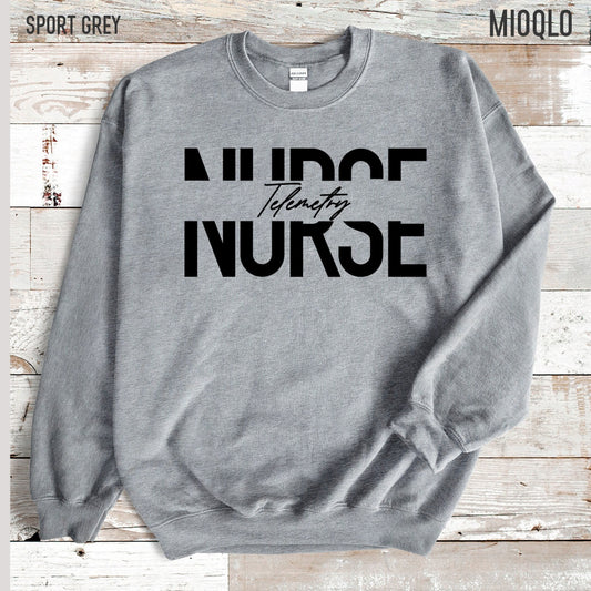 Nurse Telemetry Sweatshirt, Progressive Care Nursing Sweater, Electrocardiogram EKG ECG Machinery Nurse Technician Telemedicine Technology
