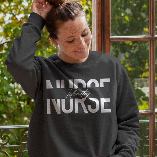 Nurse Telemetry Sweatshirt, Progressive Care Nursing Sweater, Electrocardiogram EKG ECG Machinery Nurse Technician Telemedicine Technology
