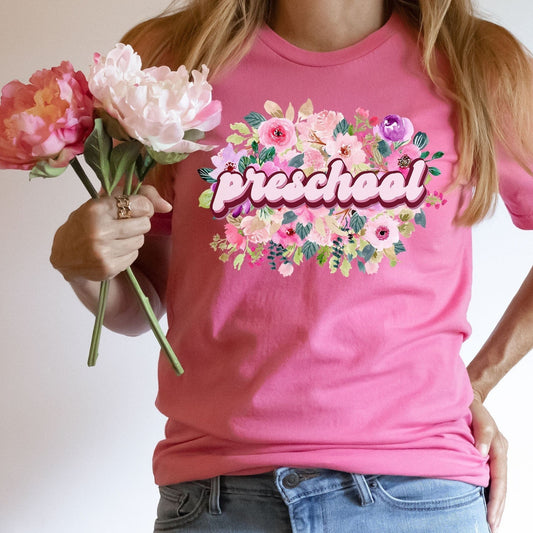 Preschool Teacher Shirt, Preschool Teacher, Floral Flower Elementary Kinder Children Teacher Gifts, Teacher Appreciation, New Teacher Gift