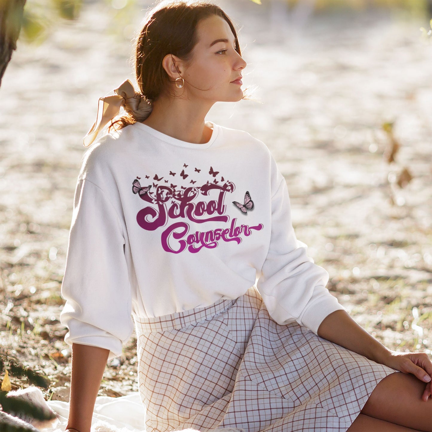 School Counselor Sweatshirt, Counselor Flower Floral Butterfly, Admin Counseling Office, School Counselor Sweater Gift, Administrative Staff