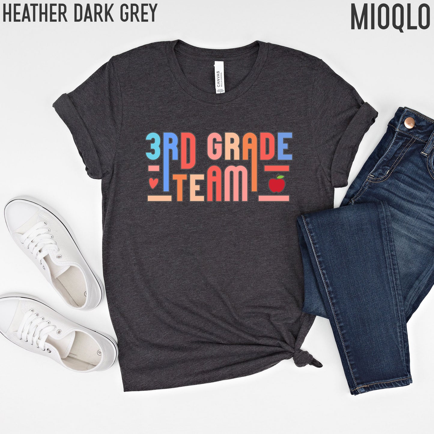 Third Grade Teacher Shirt, 3rd Grade Teacher TShirt, 3rd Grade Level Team Gift Rainbow Color Tee, Elementary Teach School Team Crew Squad