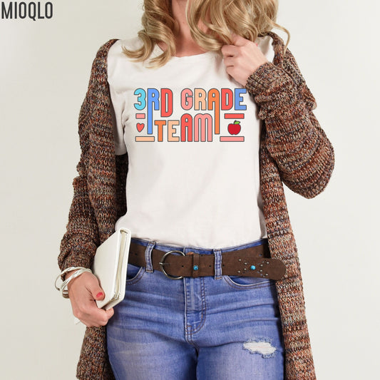 Third Grade Teacher Shirt, 3rd Grade Teacher TShirt, 3rd Grade Level Team Gift Rainbow Color Tee, Elementary Teach School Team Crew Squad