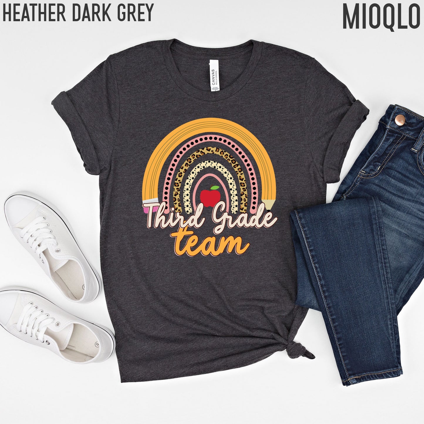 First Grade Team Shirt, Custom Grade Teacher TShirt, Custom Grade Level Team Gift Rainbow Color Tee, Elementary Teach School Team Crew Squad