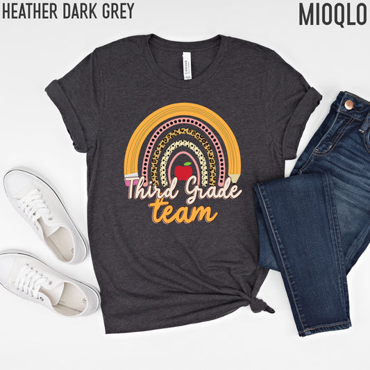 First Grade Team Shirt, Custom Grade Teacher TShirt, Custom Grade Level Team Gift Rainbow Color Tee, Elementary Teach School Team Crew Squad