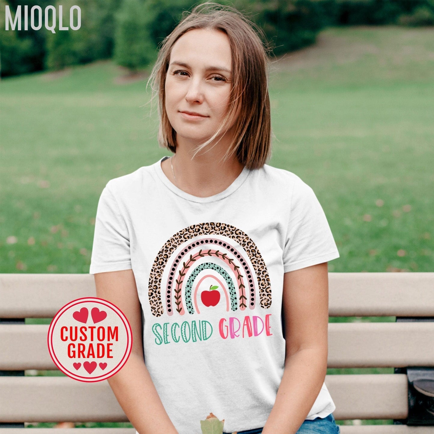 Second Grade Shirt, Custom Grade Teacher TShirt, Custom Grade Level Team Gift Rainbow Color Tee, Elementary Teach School Team Crew Squad Tee