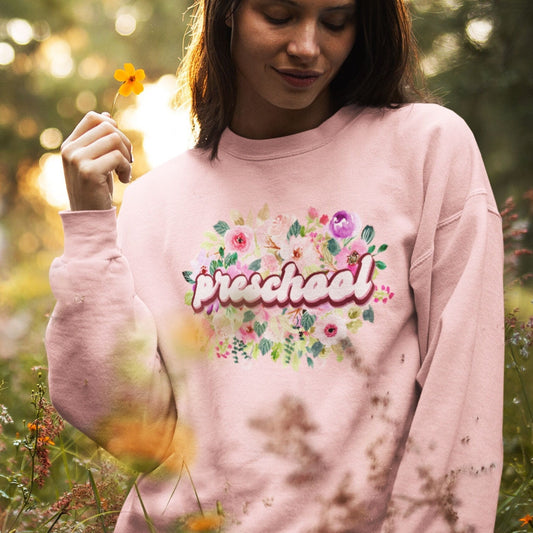 Preschool Teacher Shirt, Preschool Teacher, Floral Flower Elementary Kinder Children Teacher Gifts, Teacher Appreciation, New Teacher Gift