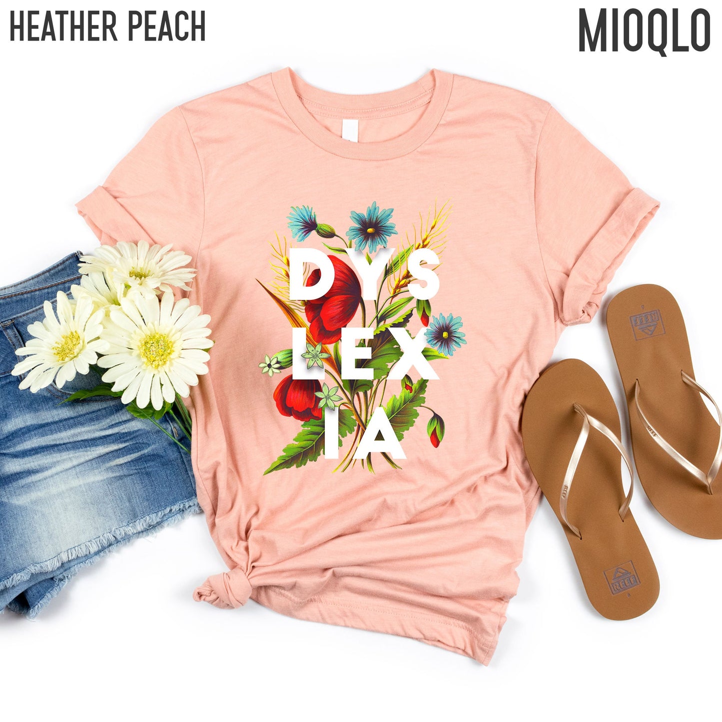 Dyslexia Flower Shirt, Brain Paraprofessional Tee, Specials Dyslexia Autism Awareness Month, Reading Dyslectic Crewneck T-Shirt