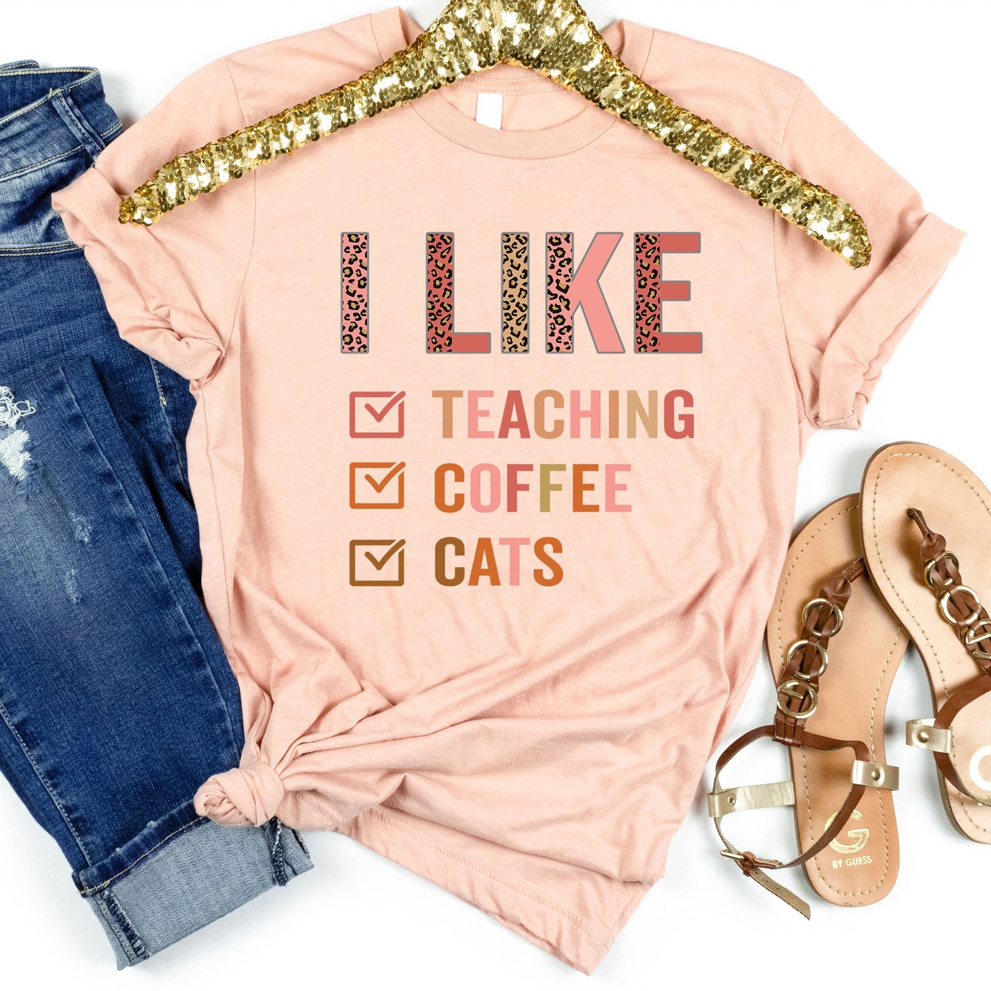 Custom Check Marks Lists Tee, I Like Teaching Coffee Cats Shirt, Cat Lover Shirt, Funny Cat Teacher Mom Shirt, Cat Lover Birthday Bday Gift
