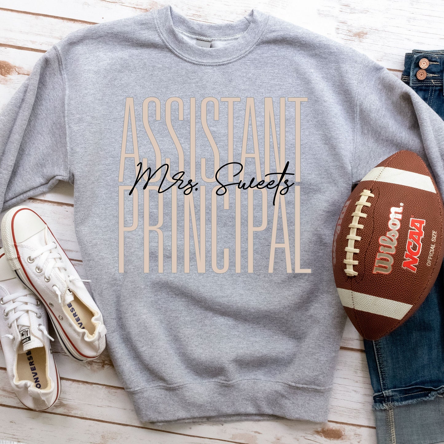 Custom Names School Assistant Principal Sweatshirt, Assistant Principal Gifts Teacher Appreciation Gift Sweater Principal Team Fall Bday Tee