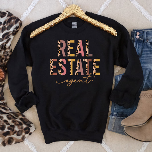 Real Estate Agent Sweatshirt, Valentines Day Real Estate Sweater Gift, Leopard Print Realtor Mom Sweatshirt, Aunt Real Estate Agent Closing