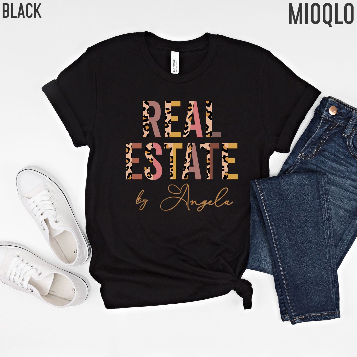 Custom Name Real Estate Shirt, Christmas Home Closing Gift, Xmas Wife Leopard Print Realtor Sold By TShirt, Real Estate Self Advertisement