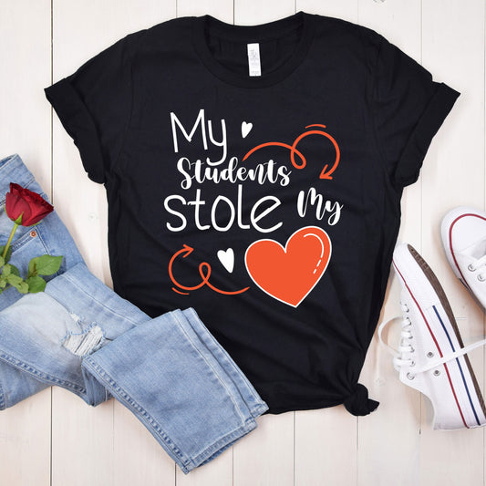 My Students Stole My Heart Shirt, Valentines Day Teacher T-Shirt, Pink Leopard Teacher Tee, Kinder Teacher Gift, Principal School Counselor