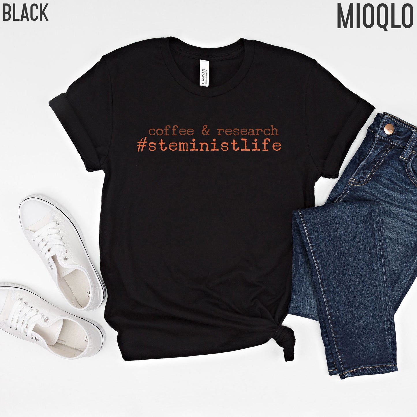 Coffee & Research Tee, Steminist Life TShirt, Steminist Minimalist Tee, Love Science Shirt, Stem Chemistry, Biology Stem Technology Math Tee