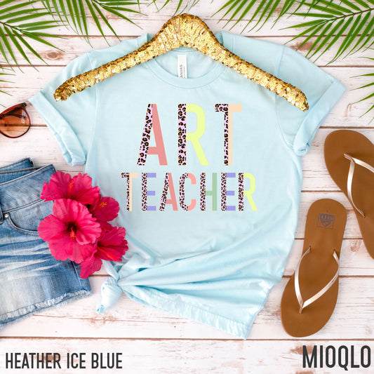 Art Teacher Shirt, Leopard Artist Gift, Art School Teacher T-shirt, Art Teacher Gift, Painting Painter Crayon Oil Art Lover Elementary Tee