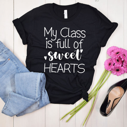 My Class Is Full Of Sweathearts Shirt, Valentines Day Teacher T-Shirt, Pink Leopard Teacher Tee, Elementary Teacher Gift, Admin Staff Office