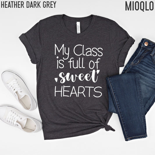 My Class Is Full Of Sweathearts Shirt, Valentines Day Teacher T-Shirt, Pink Leopard Teacher Tee, Elementary Teacher Gift, Admin Staff Office