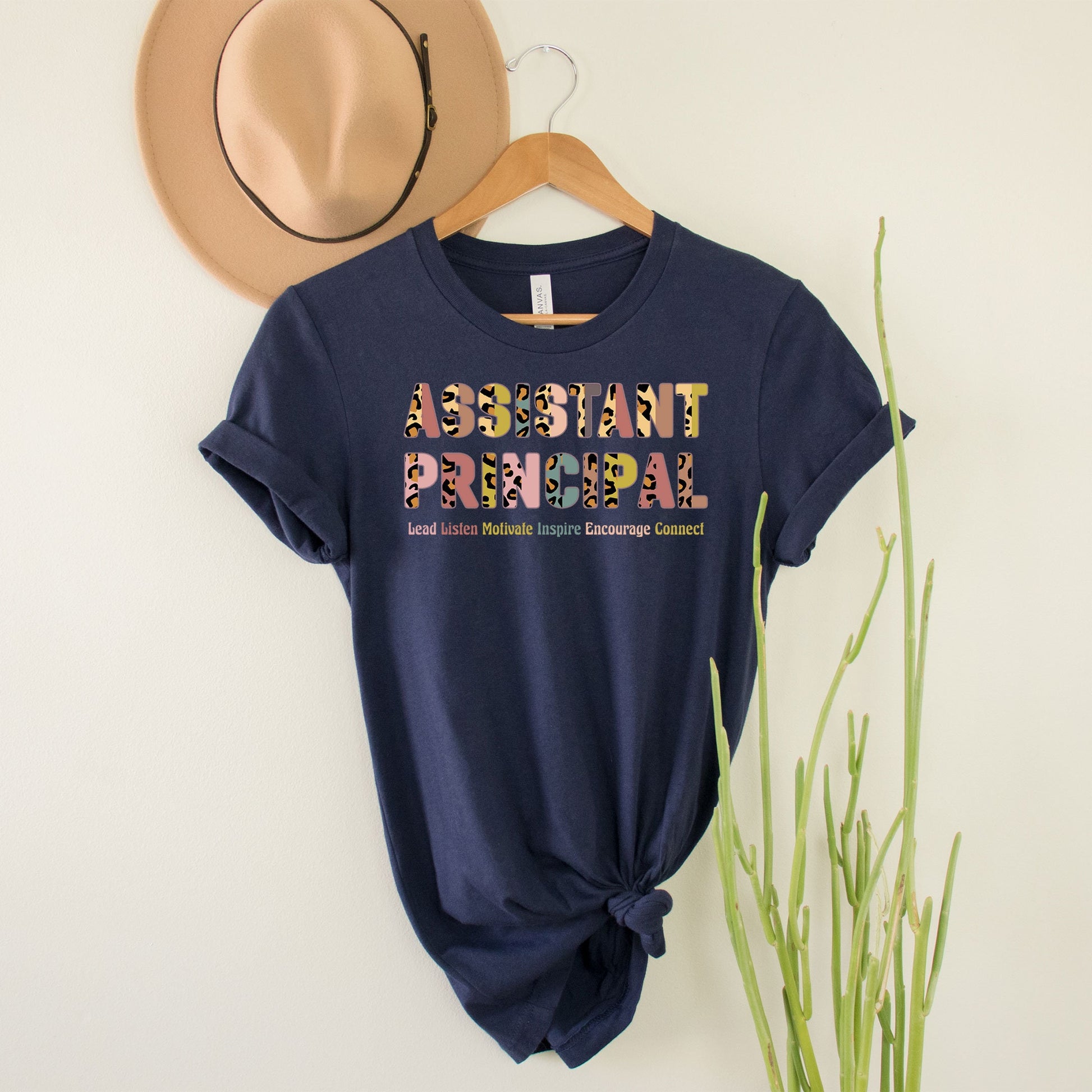 Assistant Principal Boho Bohemian Leopard School T-Shirt Admin Office Leader Director Elementary Middle High School Team Squad Birthday Gift