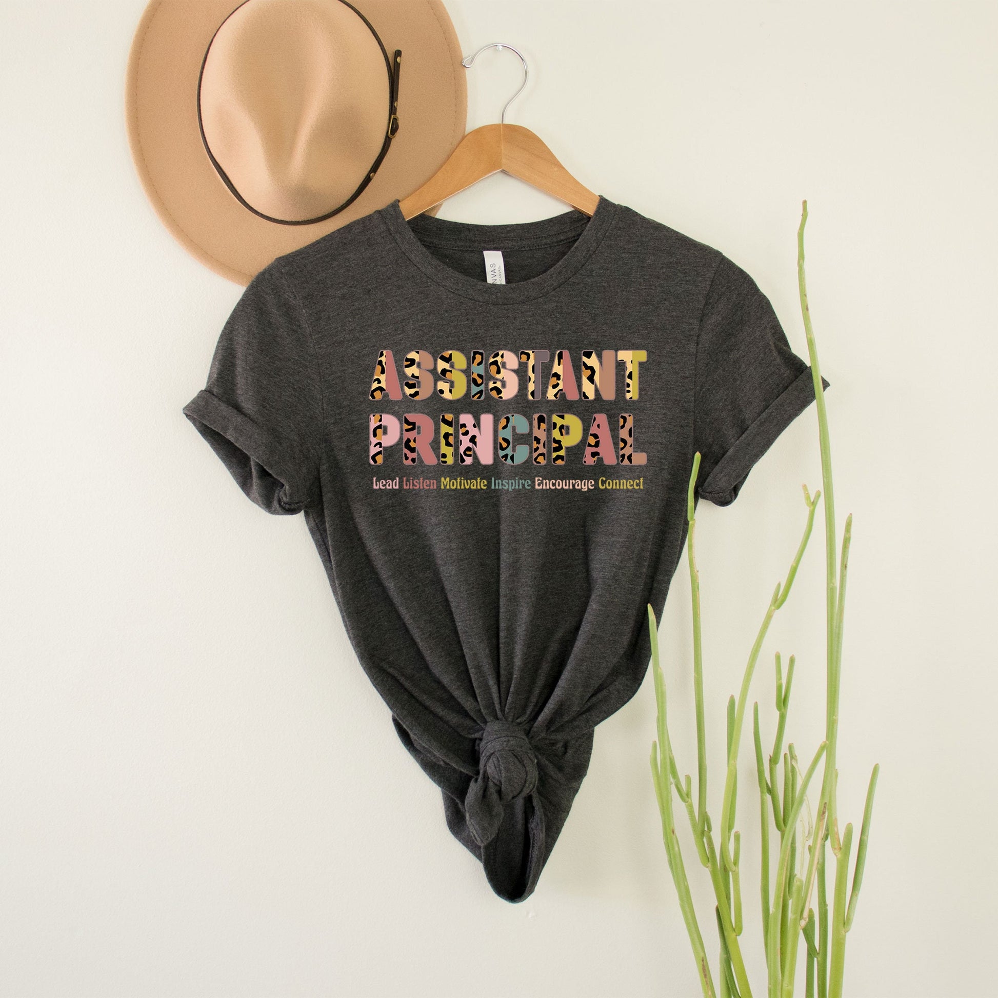 Assistant Principal Boho Bohemian Leopard School T-Shirt Admin Office Leader Director Elementary Middle High School Team Squad Birthday Gift