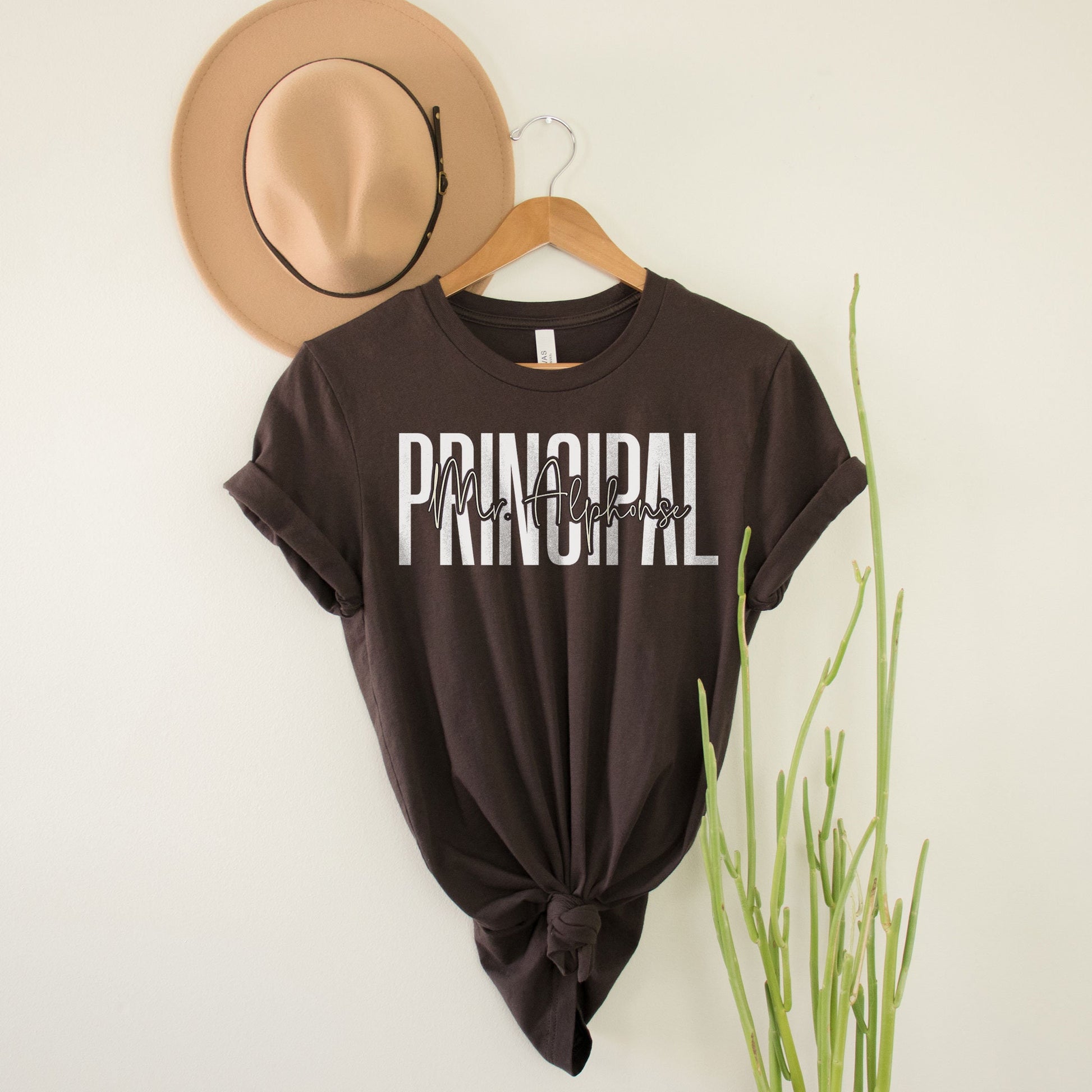 Custom Names Principal T-Shirt, Personalized Names Principal Gifts, Director School Leader Admin Principal Team Tee For Women's Birthday Tee