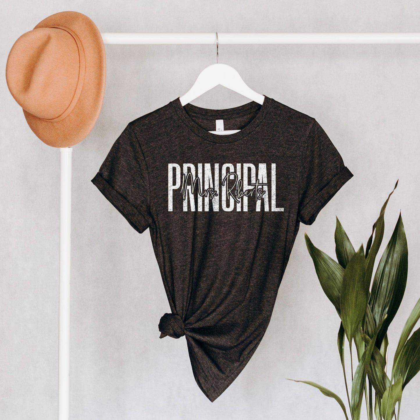 Custom Names Principal T-Shirt, Personalized Names Principal Gifts, Director School Leader Admin Principal Team Tee For Women's Birthday Tee
