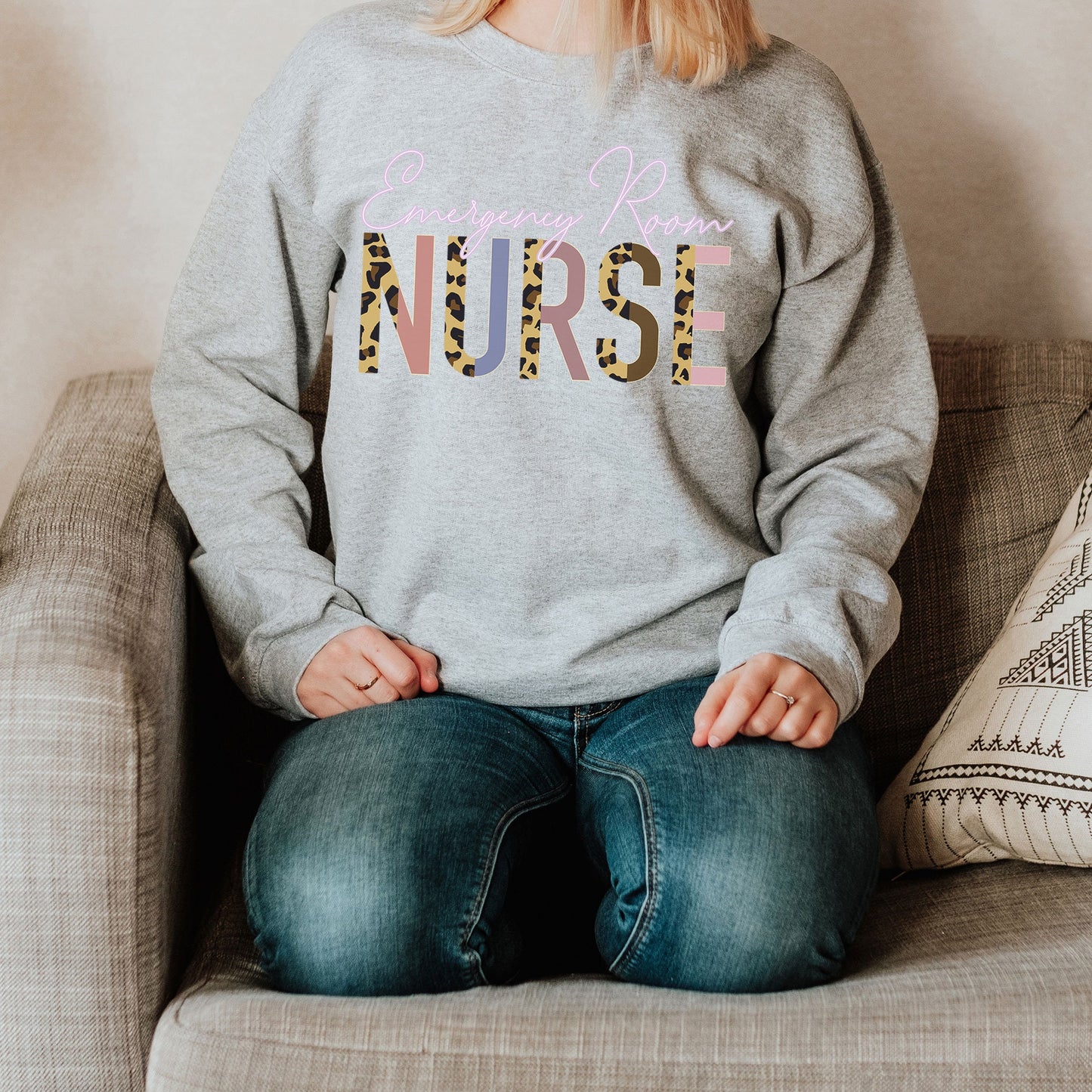 Emergency Room Nurse Leopard Sweatshirt, ER EMT RN Graduate Nursing School, Critical Care Future Graduation Sweater Nurse Students Grad Gift