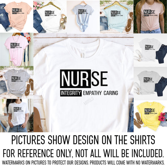Nurse Shirt, Integrity Empathy Caring Nurse Sweatshirt, Nurse Pullover RN CNA Quality Nurse Nursing Grad School in Training Undergrad Tee