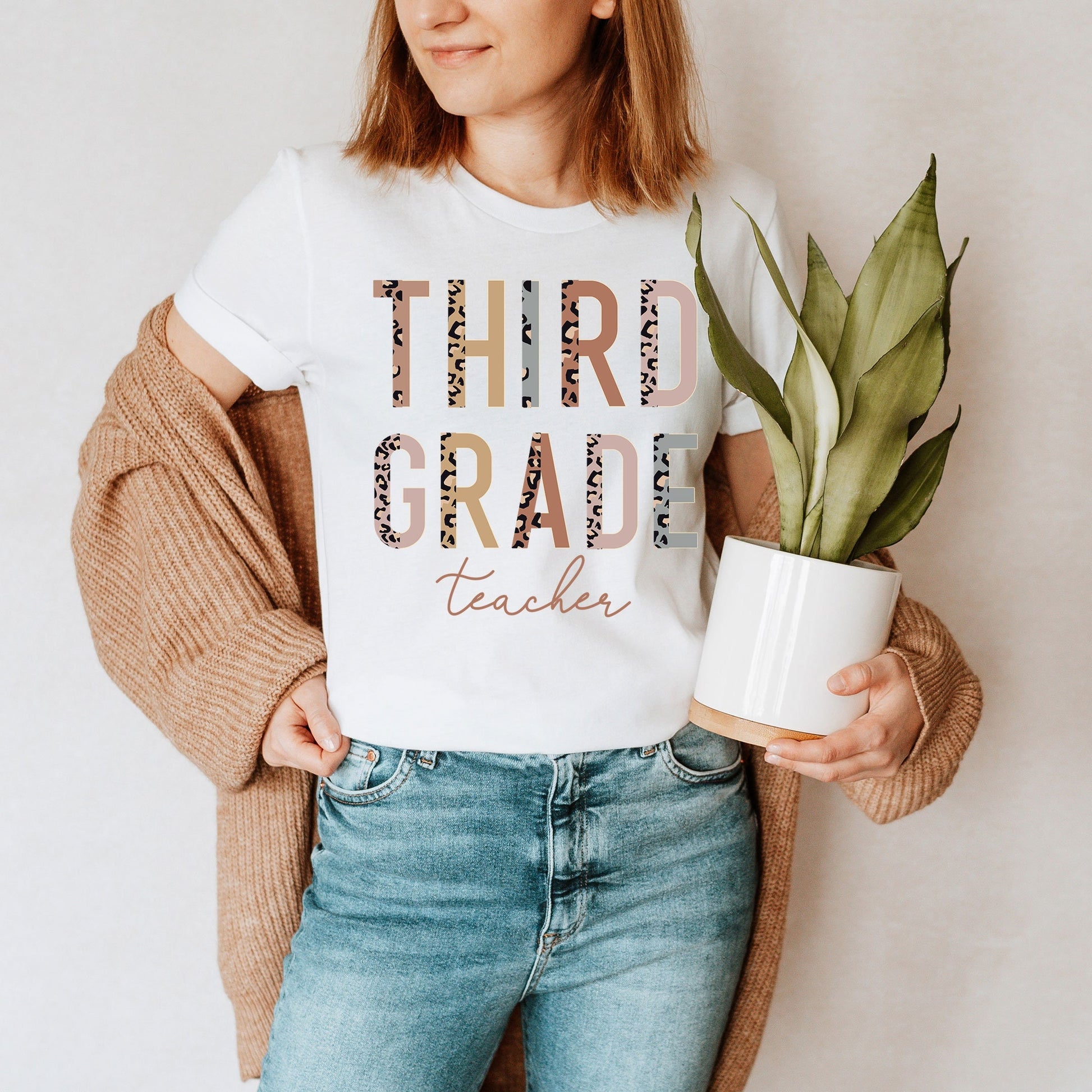 3rd Grade Level Teacher Shirt, Hello Third Grade, Half Leopard, First Day of School Tee, Squad Tribe Crew, Gift For Teacher, Back to School