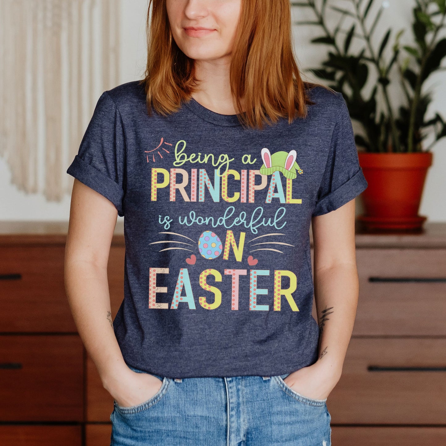 Being A Principal Is Wonderful On Easter Shirt, Preschool Daycare Elementary School Hip Hop Easter Tee Admin Staff Office Matching Bunny Tee