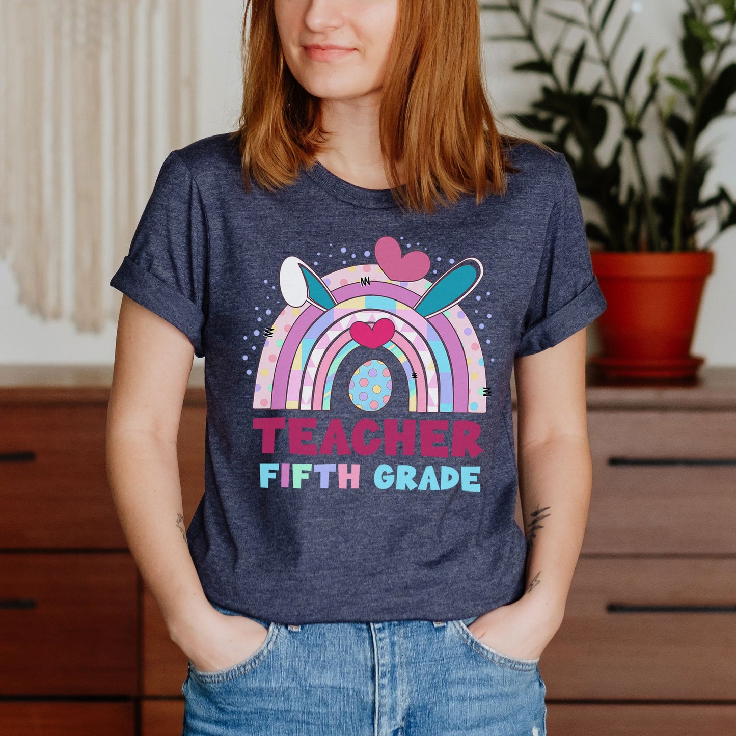 Teacher 5th Grade Easter Shirt, Fifth Grade Easter Shirt, Teacher Fifth Grade Elementary School Easter Tee, Happy Easter School Teacher Tee