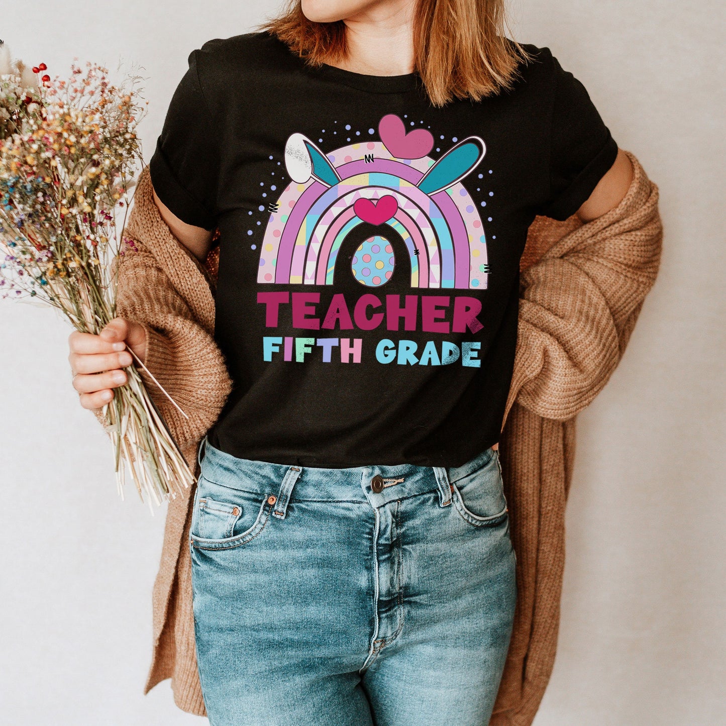 Teacher 5th Grade Easter Shirt, Fifth Grade Easter Shirt, Teacher Fifth Grade Elementary School Easter Tee, Happy Easter School Teacher Tee