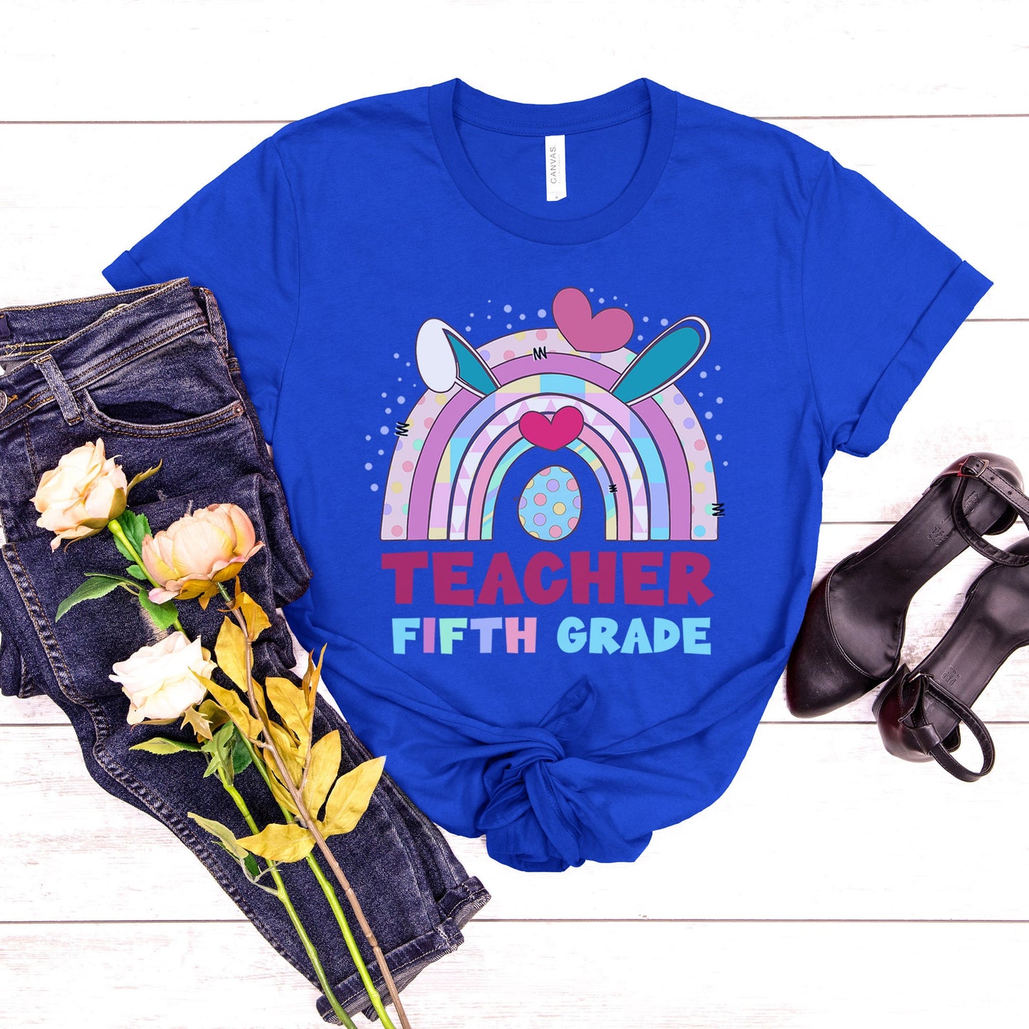 Teacher 5th Grade Easter Shirt, Fifth Grade Easter Shirt, Teacher Fifth Grade Elementary School Easter Tee, Happy Easter School Teacher Tee