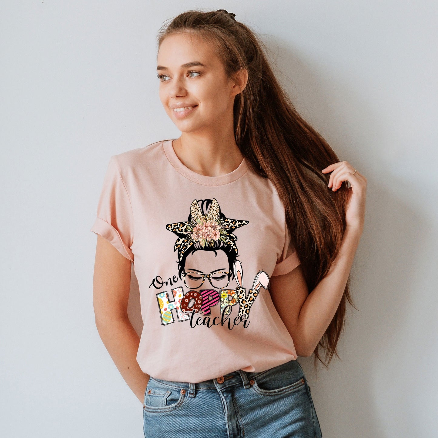 One Hoppy Teacher Shirt, School Teacher Easter Team, Egg Hunting Easter Shirt for Teachers Easter Teacher Gift Kinder Preschool Teachers Tee
