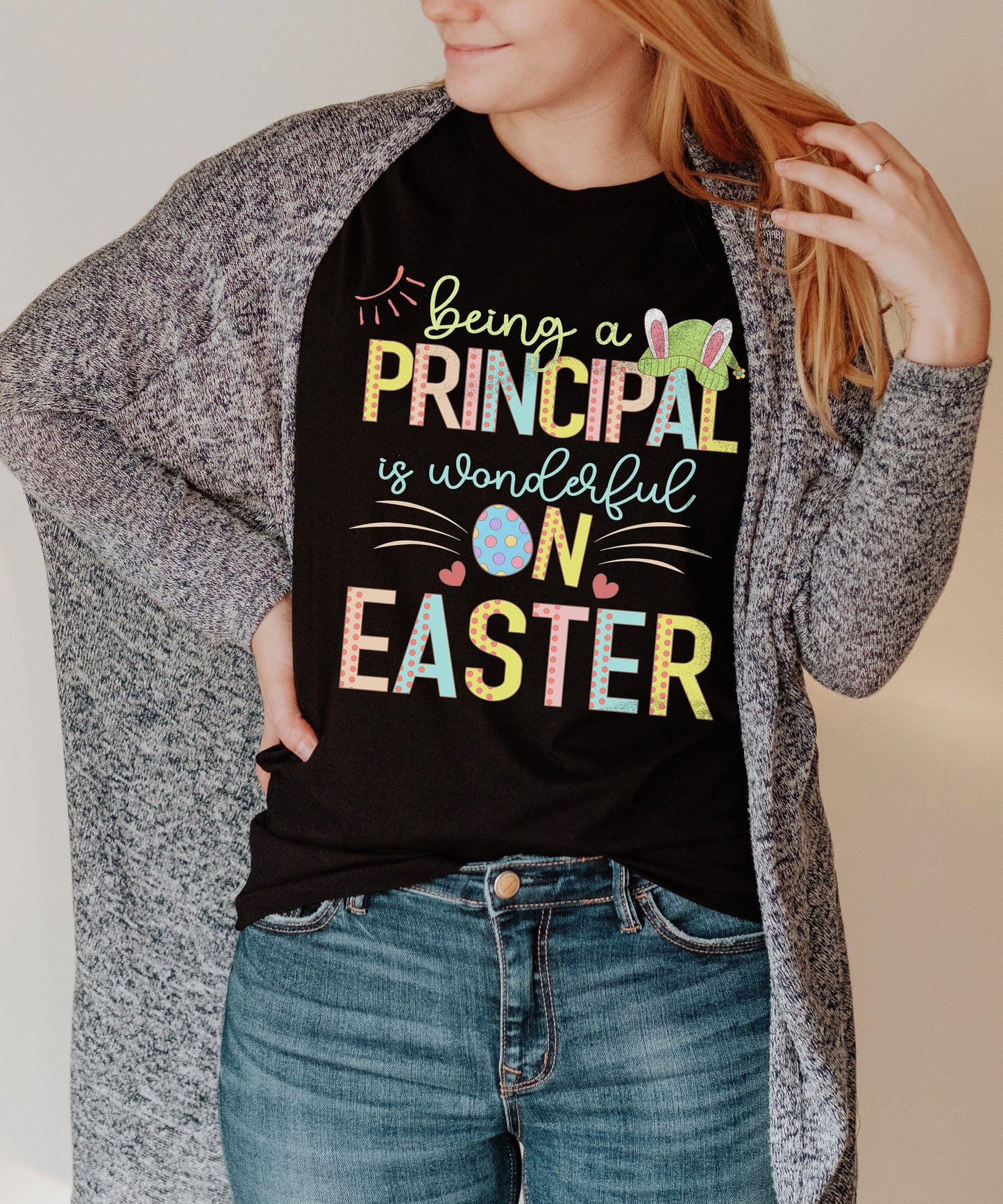 Being A Principal Is Wonderful On Easter Shirt, Preschool Daycare Elementary School Hip Hop Easter Tee Admin Staff Office Matching Bunny Tee