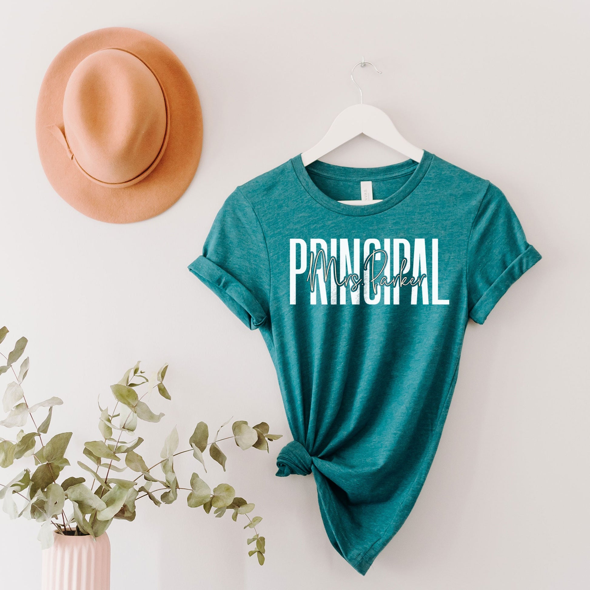 Custom Names Principal T-Shirt, Personalized Names Principal Gifts, Director School Leader Admin Principal Team Tee For Women's Birthday Tee