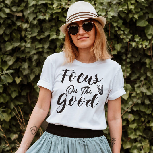Focus On The Good Shirt, Women Inspirational Shirt, Graphic Tee, Motivational Christmas Teacher Shirt, 100th Day Of School Teacher Gift Tee