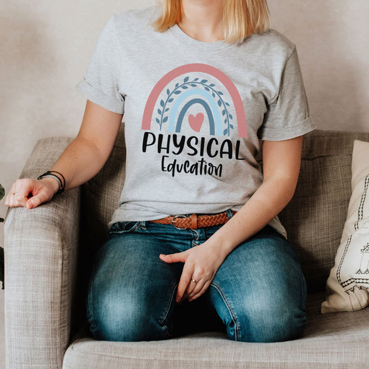 Physical Education Rainbow Shirt Special Physical Therapist Training School Elementary Tee Future Graduation PE Teacher Gymnastic Cheer Team