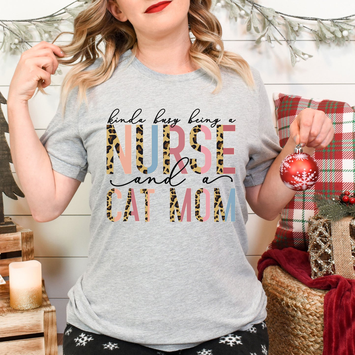 Kinda Busy With Being A Nurse And A Cat Mom Shirt, Teacher Tee, Cat Lover Tee, Animal Lover, Kind of, Half Leopard Nurse Appreciation Tee