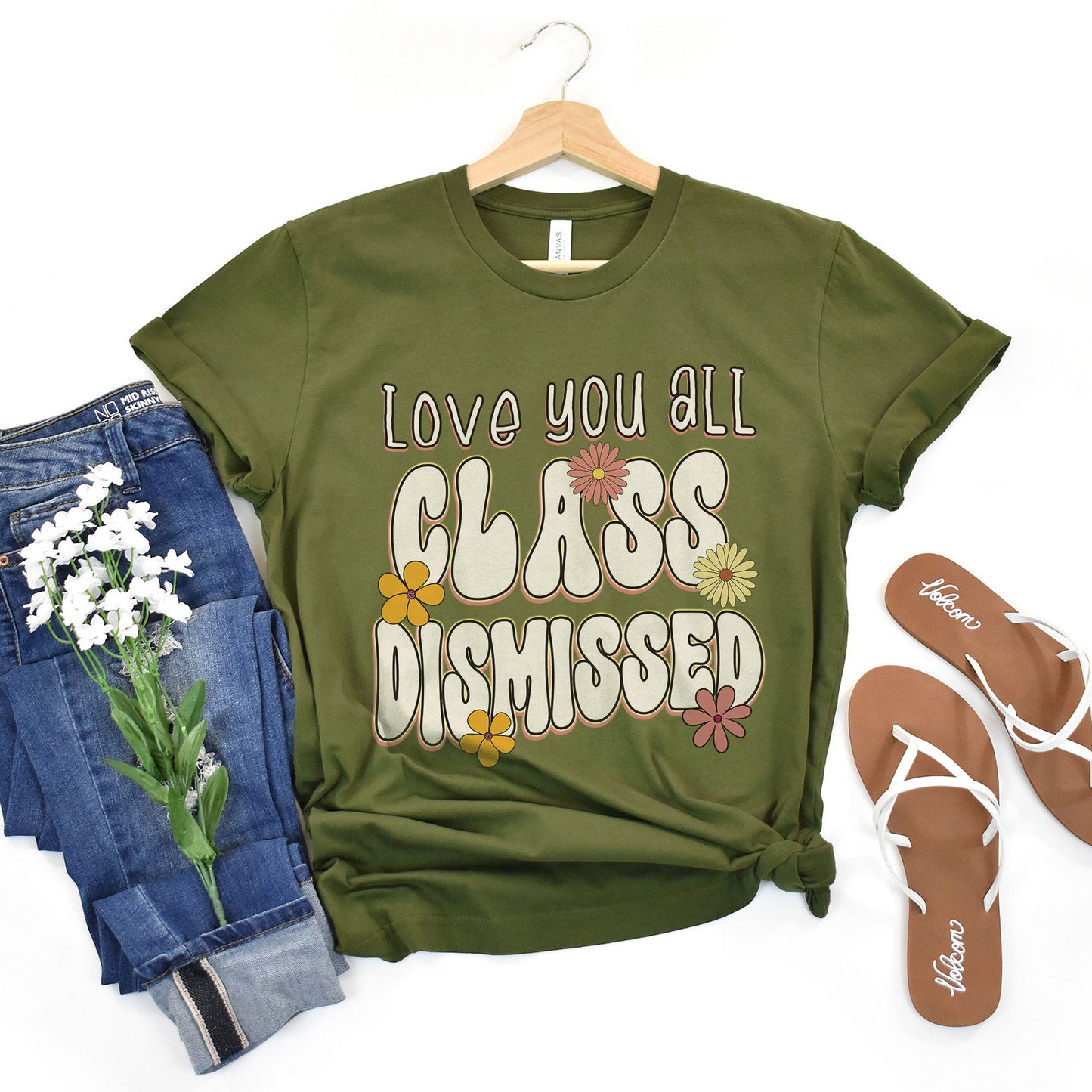 Love You All Class Dismissed, Floral Last Day Of School Teacher T-Shirt, Flower Teacher Squad Shirt