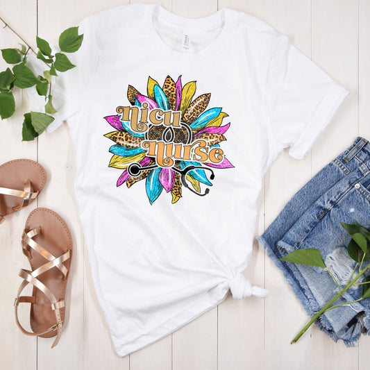 Nicu Nurse Sunflower Rainbow Shirt Neonatal Graduation Day Shirt, Newborn Children Nursing School Grad Tee Infants Nurse Summer Birthday Gift