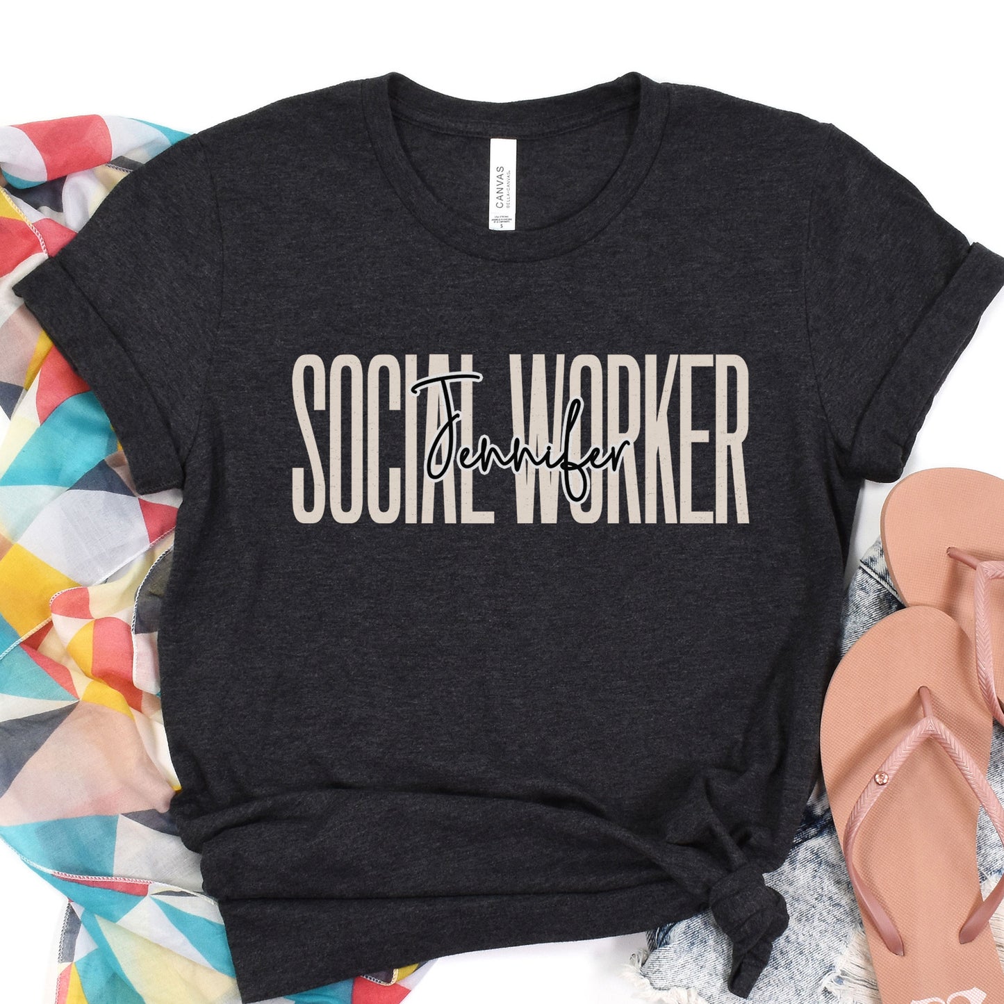 Custom Names Social Worker Shirt, School Social Worker Gifts, Personalized Social Worker Team Birthday Tee