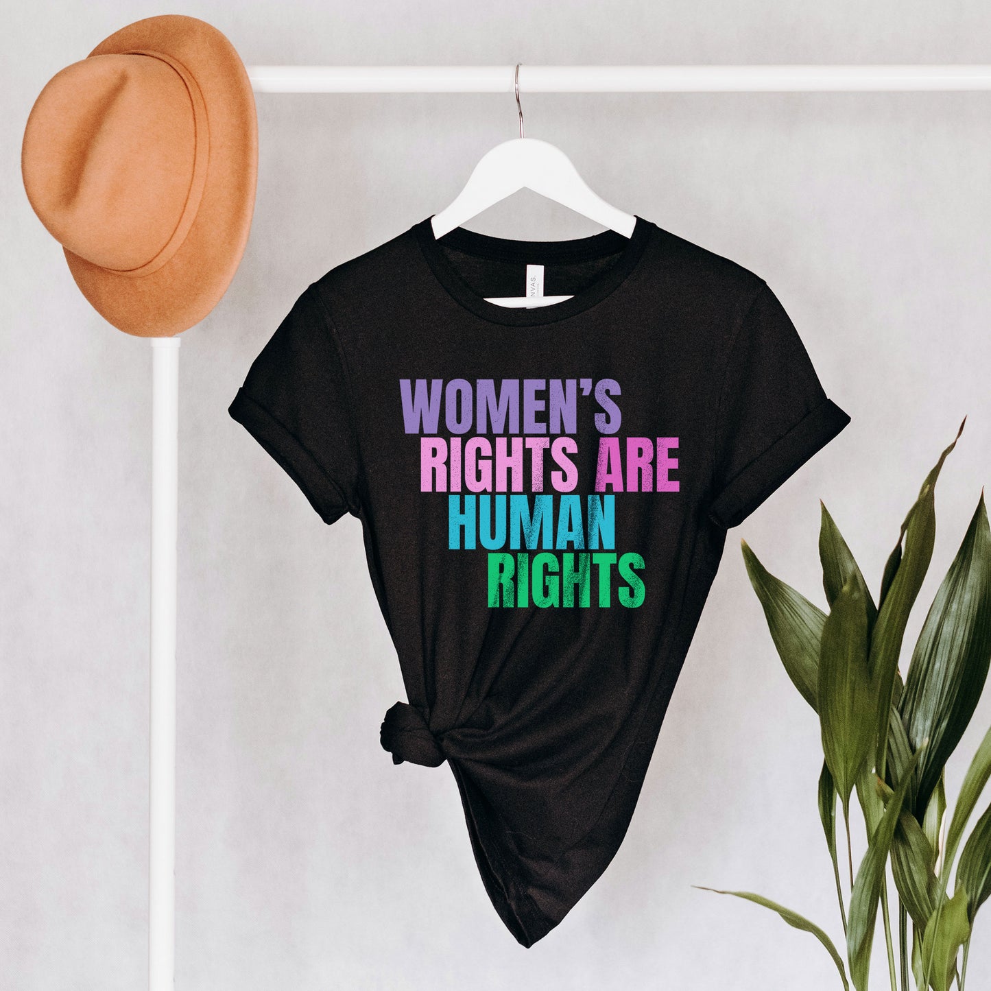 Women's Rights Are Human Rights Feminist Tee Bans Off Our Bodies Feminist Shirt Pro-Choice Rainbow Colored Rights Movement Equality 1973