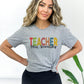 Custom Teacher Name Shirt, Rainbow Personalized Teacher Shirt