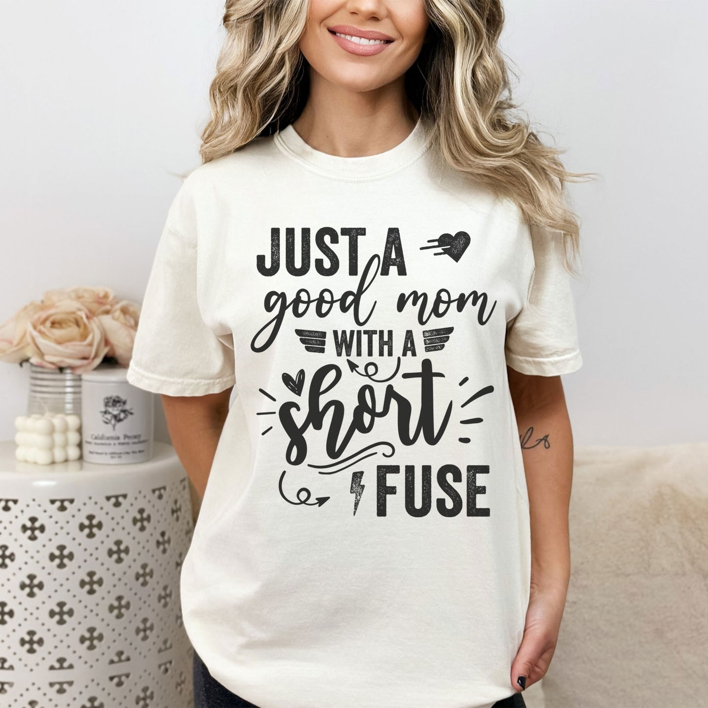 Just A Busy Mom With A Short Fuse, Funny Sayings Sublimation PNG Digital Downloads