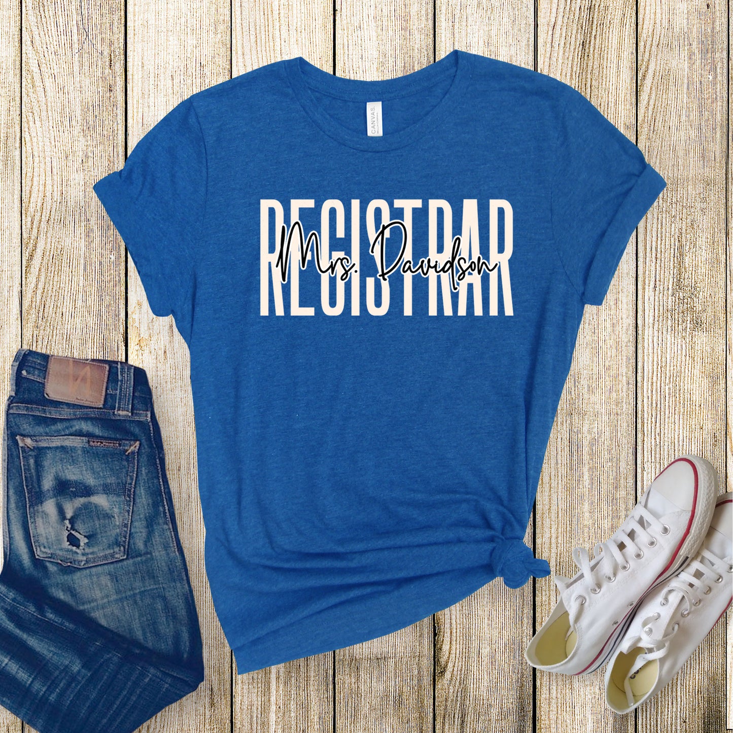 Custom Registrar Shirt, Personalized Official Records Register Tee, Student Records Name Scheduling Academic Class Registerer Birthday Gift