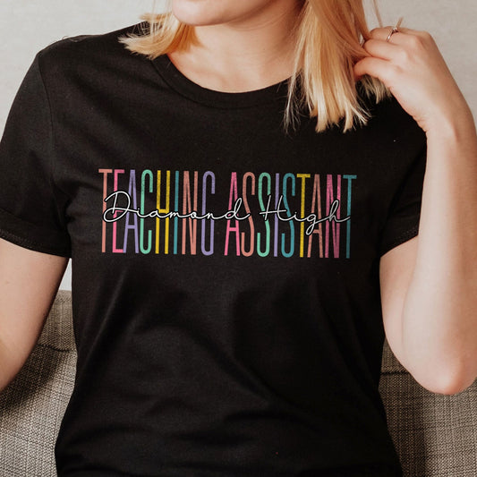 Custom Names Teaching Assistant Shirt Personalize Name Teachers Aide Tee Teacher's Office Gift New Paraprofessional Subs Birthday